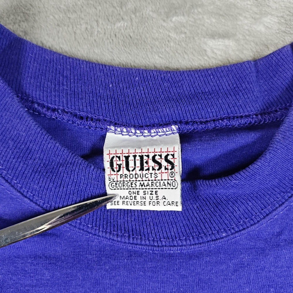 Vintage Guess Shirt Men Large Purple 90s Embroidered Quality Style Single Stitch - Picture 7 of 9